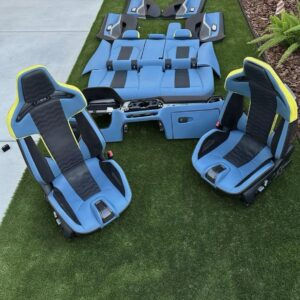 BMW G80 M3 Yasmarina blue Carbon Buckets With Extended Full Leather Interior